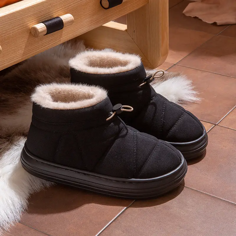 Women's Beige Fleece Snow Boots Warm Winter - Image 2