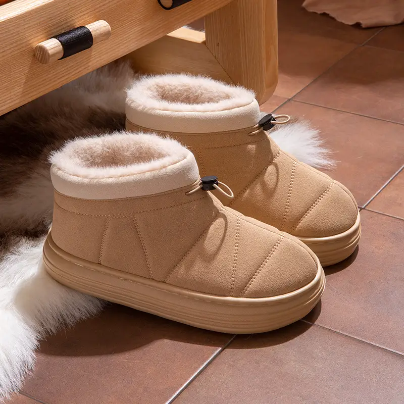 Women's Beige Fleece Snow Boots Warm Winter - Image 3