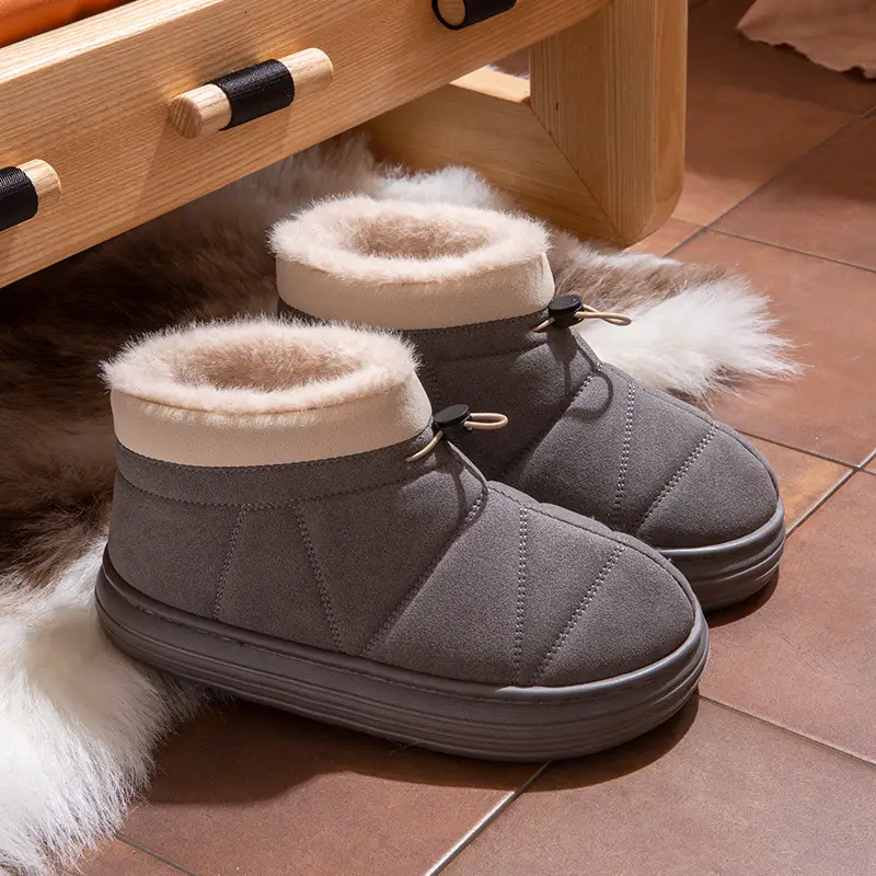 Women's Beige Fleece Snow Boots Warm Winter - Image 4