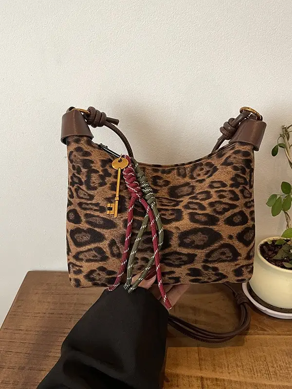 Leopard Print Shoulder Bag for Women 2026