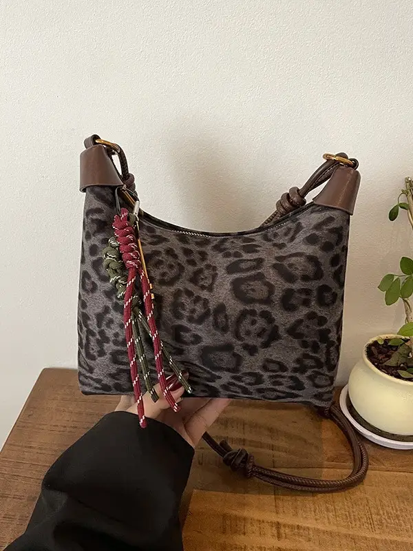 Leopard Print Shoulder Bag for Women 2026