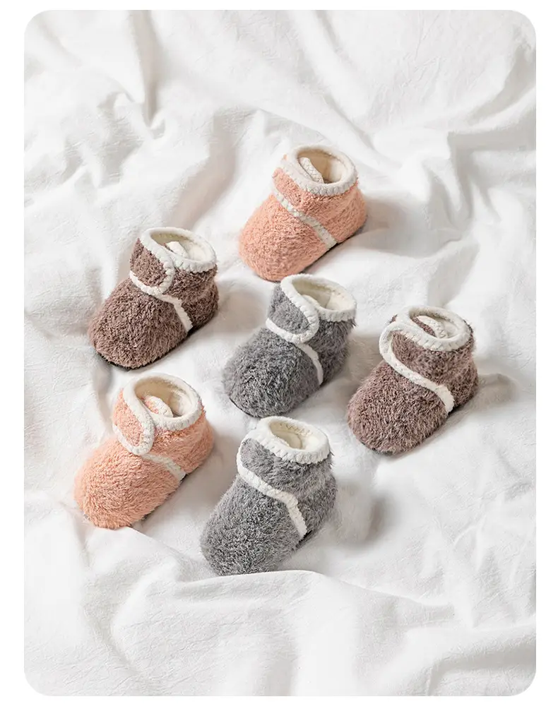 Fleece Lined Baby Socks Shoes Low to High Top Warm Cotton Autumn Winter — feature 14