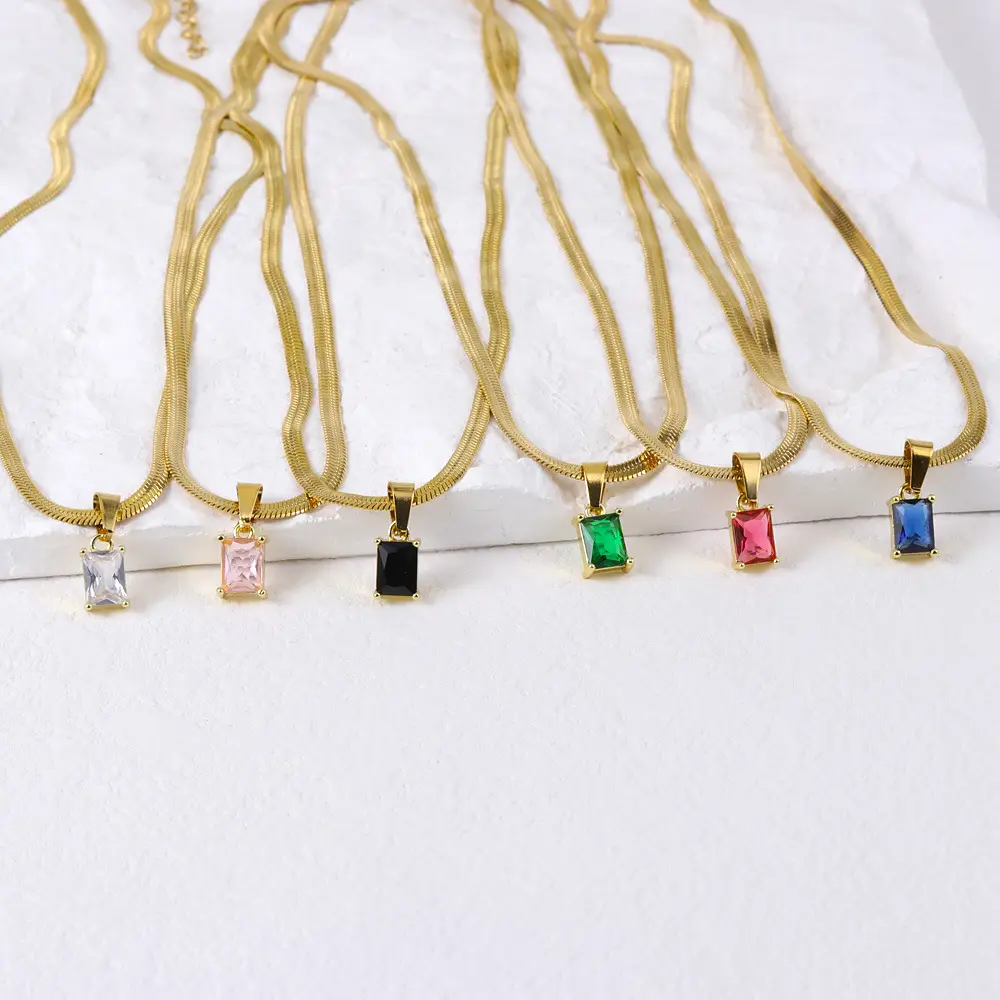 Gold Square Green Diamond Earrings Set — feature 23
