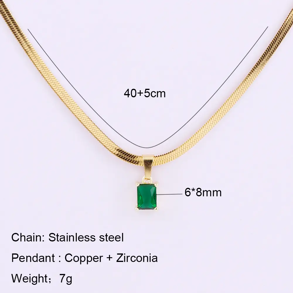 Gold Square Green Diamond Earrings Set — feature 4