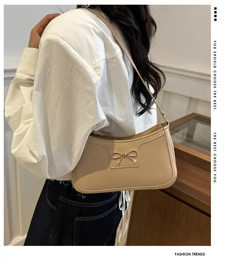 Black Bow Embroidered Shoulder Bag for Women — feature 1