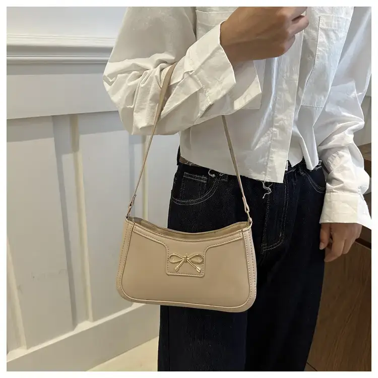 Black Bow Embroidered Shoulder Bag for Women — feature 13