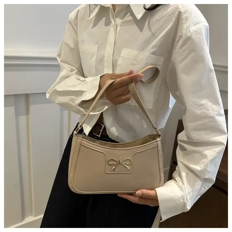 Black Bow Embroidered Shoulder Bag for Women — feature 14