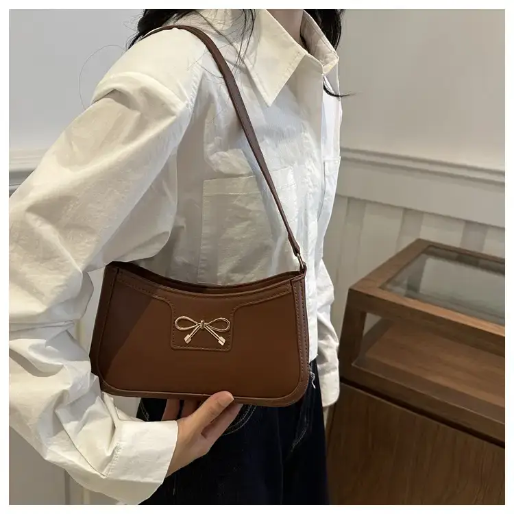 Black Bow Embroidered Shoulder Bag for Women — feature 17