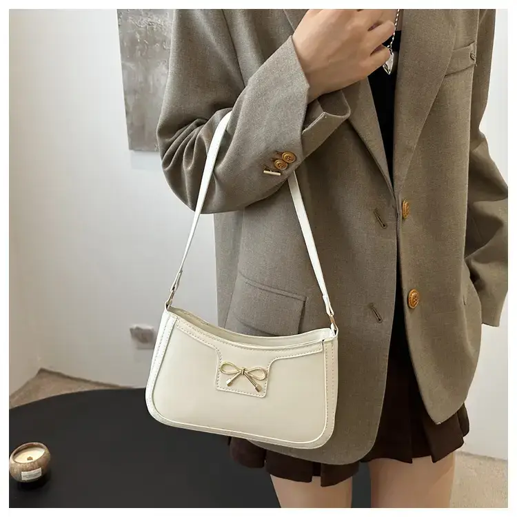Black Bow Embroidered Shoulder Bag for Women — feature 23