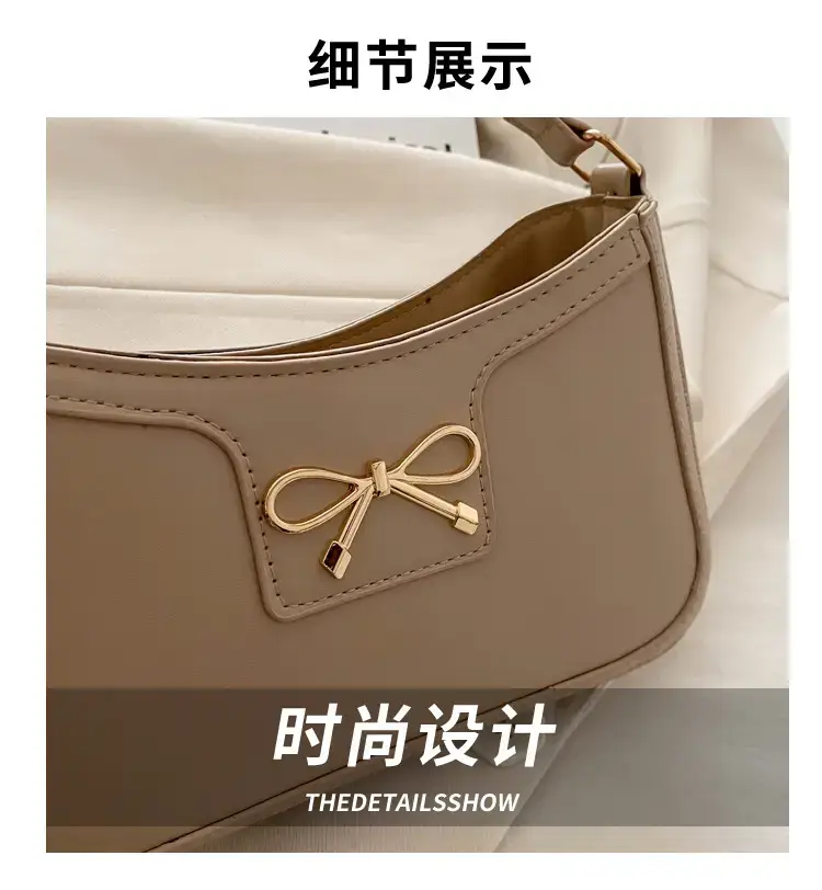 Black Bow Embroidered Shoulder Bag for Women — feature 3