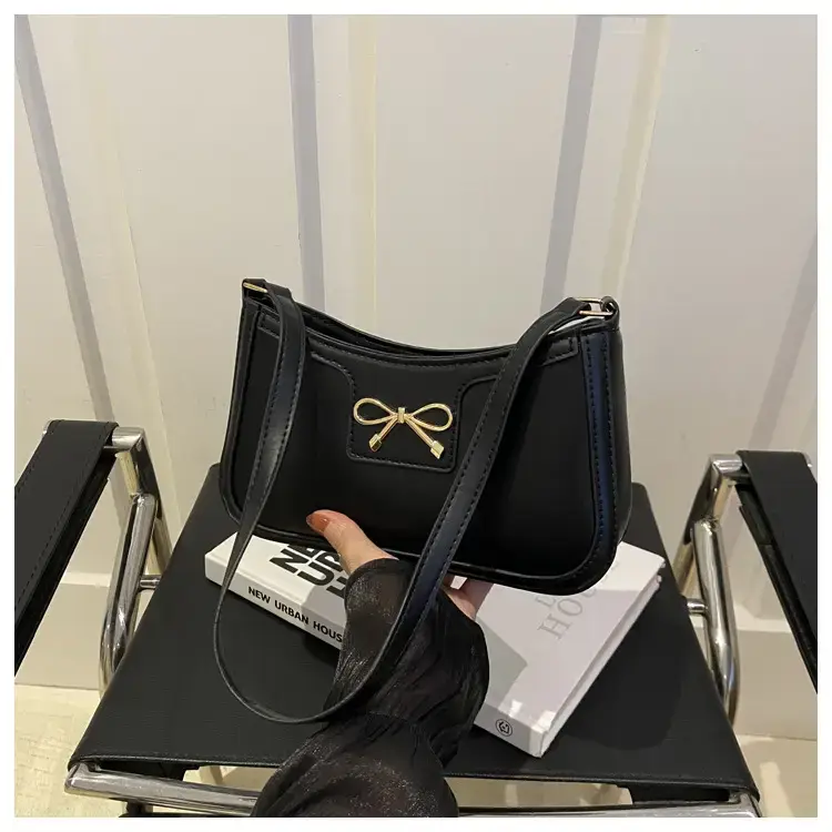 Black Bow Embroidered Shoulder Bag for Women — feature 33