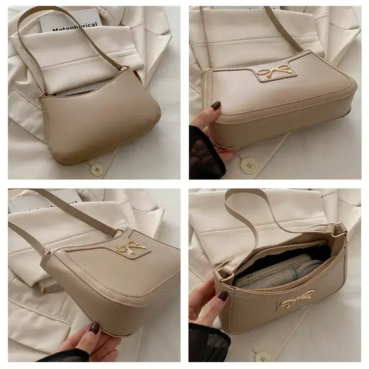 Black Bow Embroidered Shoulder Bag for Women — feature 8
