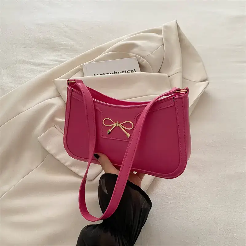 Black Bow Embroidered Shoulder Bag for Women