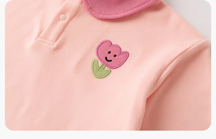 Dudu Home Kids Polo T-Shirt Striped Pink Green Spring — feature 13