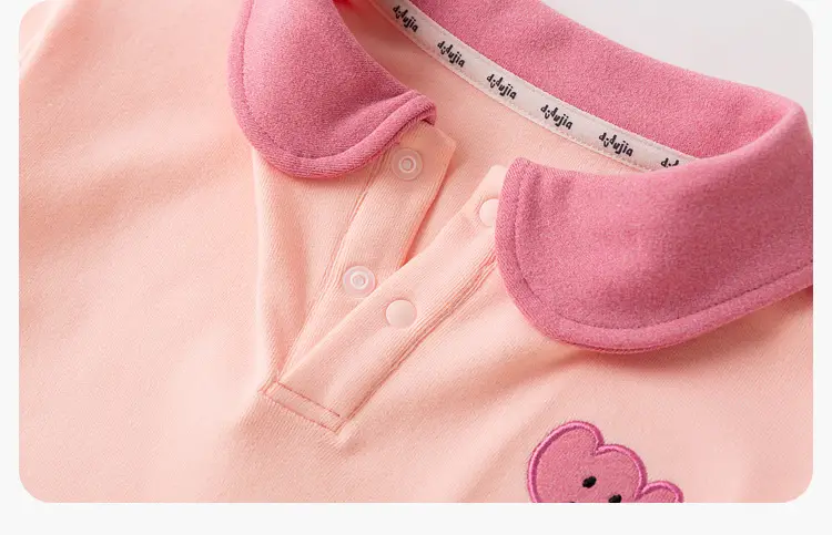 Dudu Home Kids Polo T-Shirt Striped Pink Green Spring — feature 14