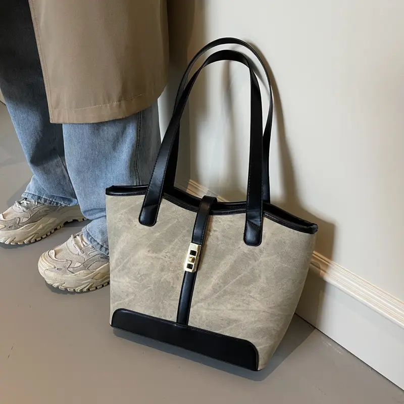 2025 Western Handheld Tote Bag Grey Black - Image 6