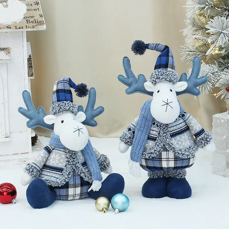 Blue Plaid Deer Doll Christmas Decor - Image 6