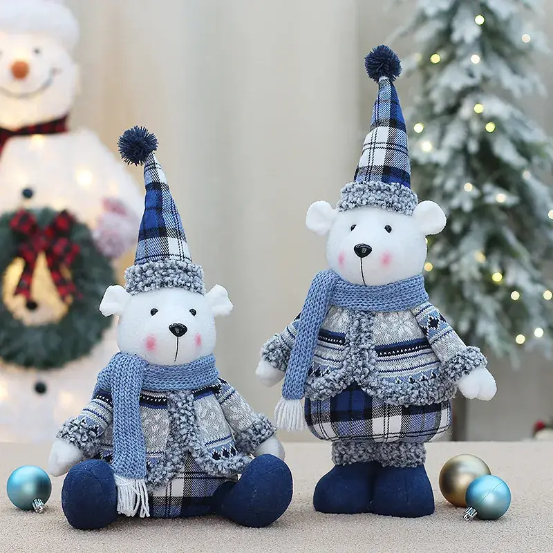 Blue Plaid Deer Doll Christmas Decor - Image 7