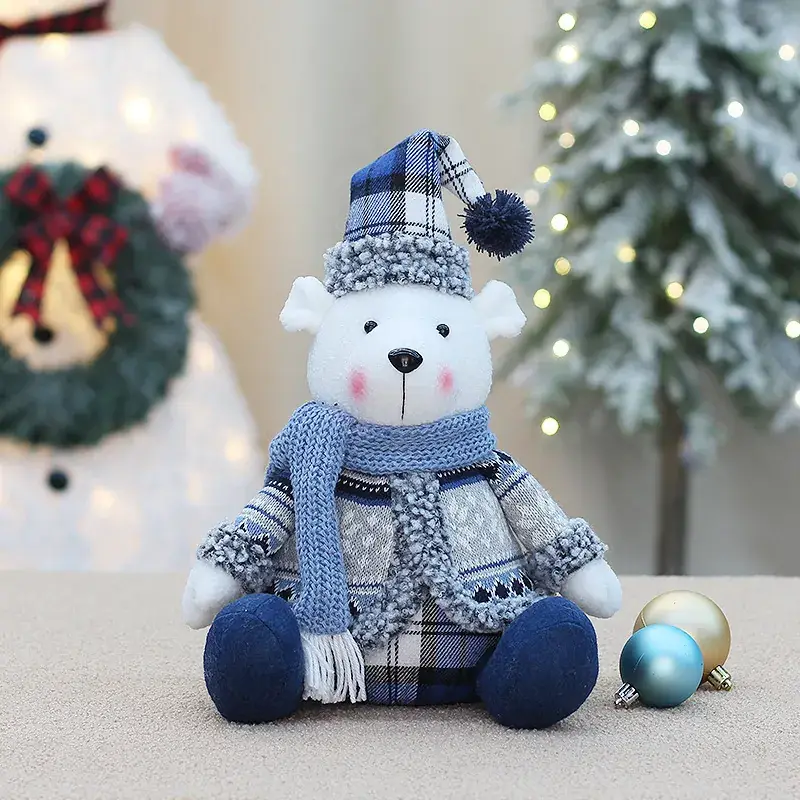 Blue Plaid Deer Doll Christmas Decor - Image 8