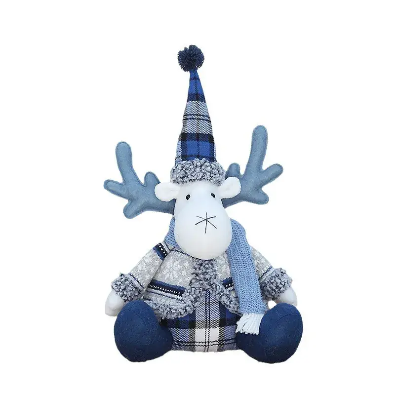 Blue Plaid Deer Doll Christmas Decor - Image 9