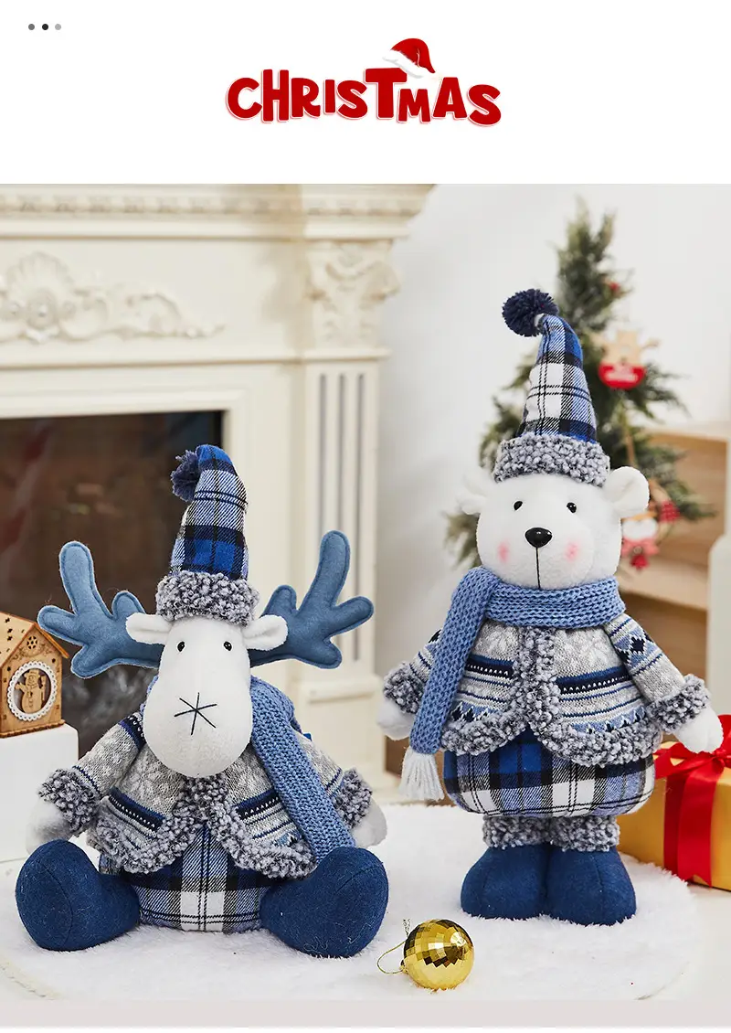 Blue Plaid Deer Doll Christmas Decor — feature 3