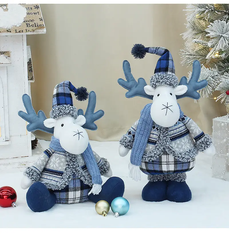 Blue Plaid Deer Doll Christmas Decor — feature 7