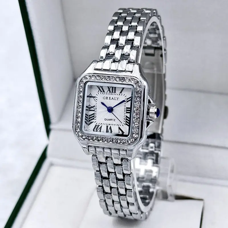 Square Diamond Encrusted Women's Quartz Watch - Image 5