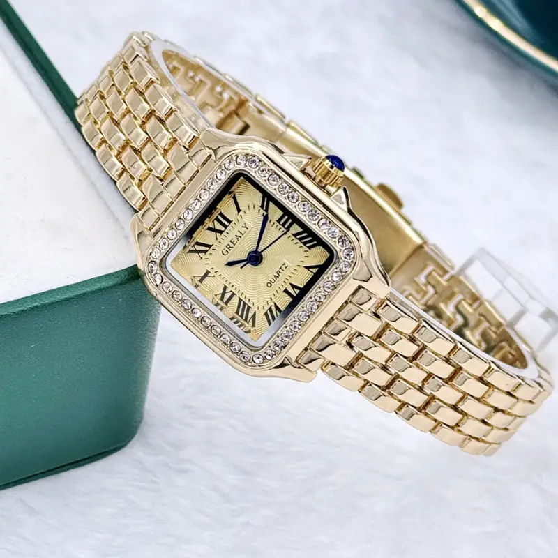 Square Diamond Encrusted Women's Quartz Watch - Image 6