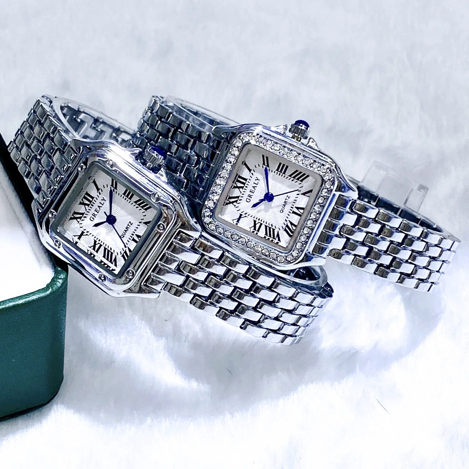 Square Diamond Encrusted Women's Quartz Watch — feature 10