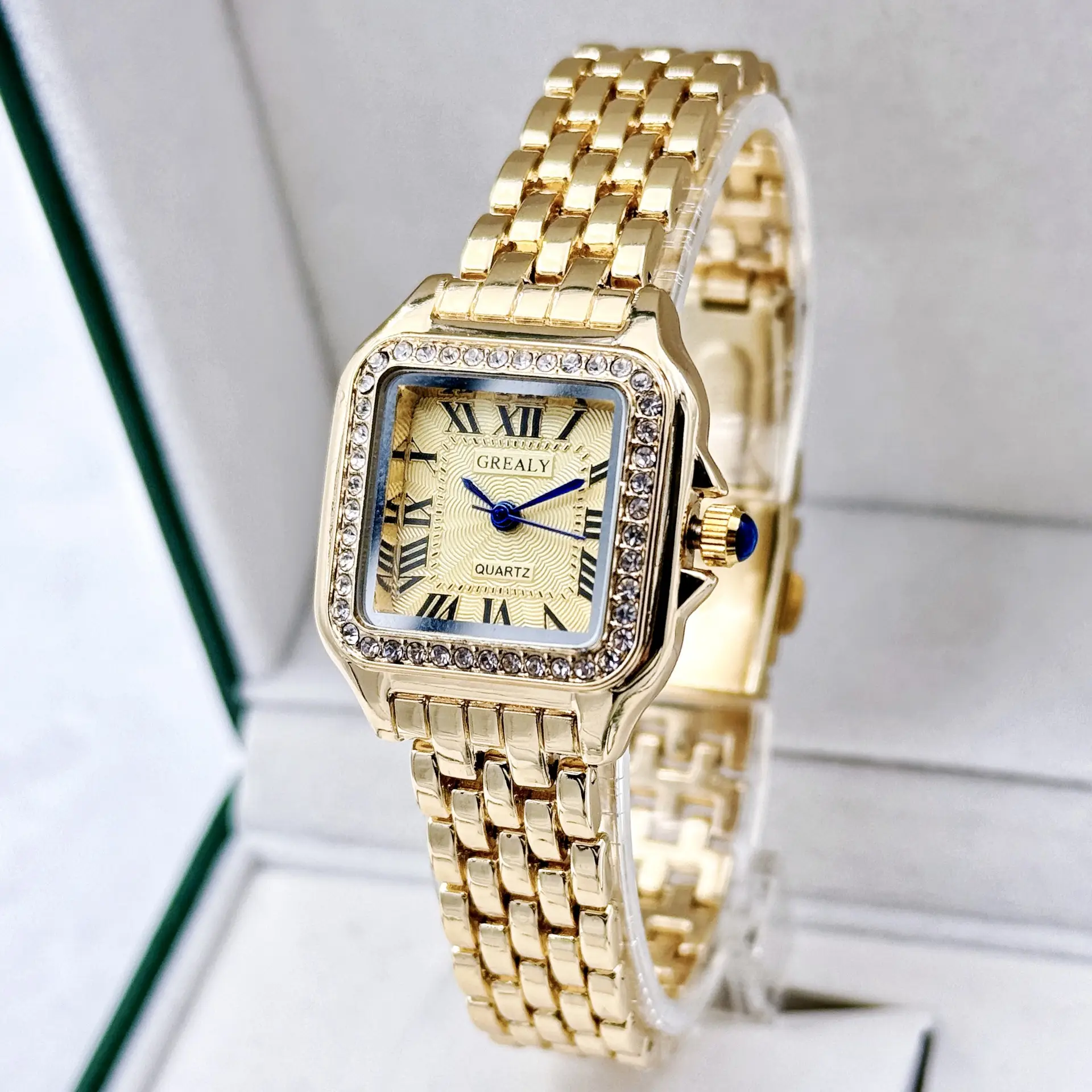 Square Diamond Encrusted Women's Quartz Watch — feature 11