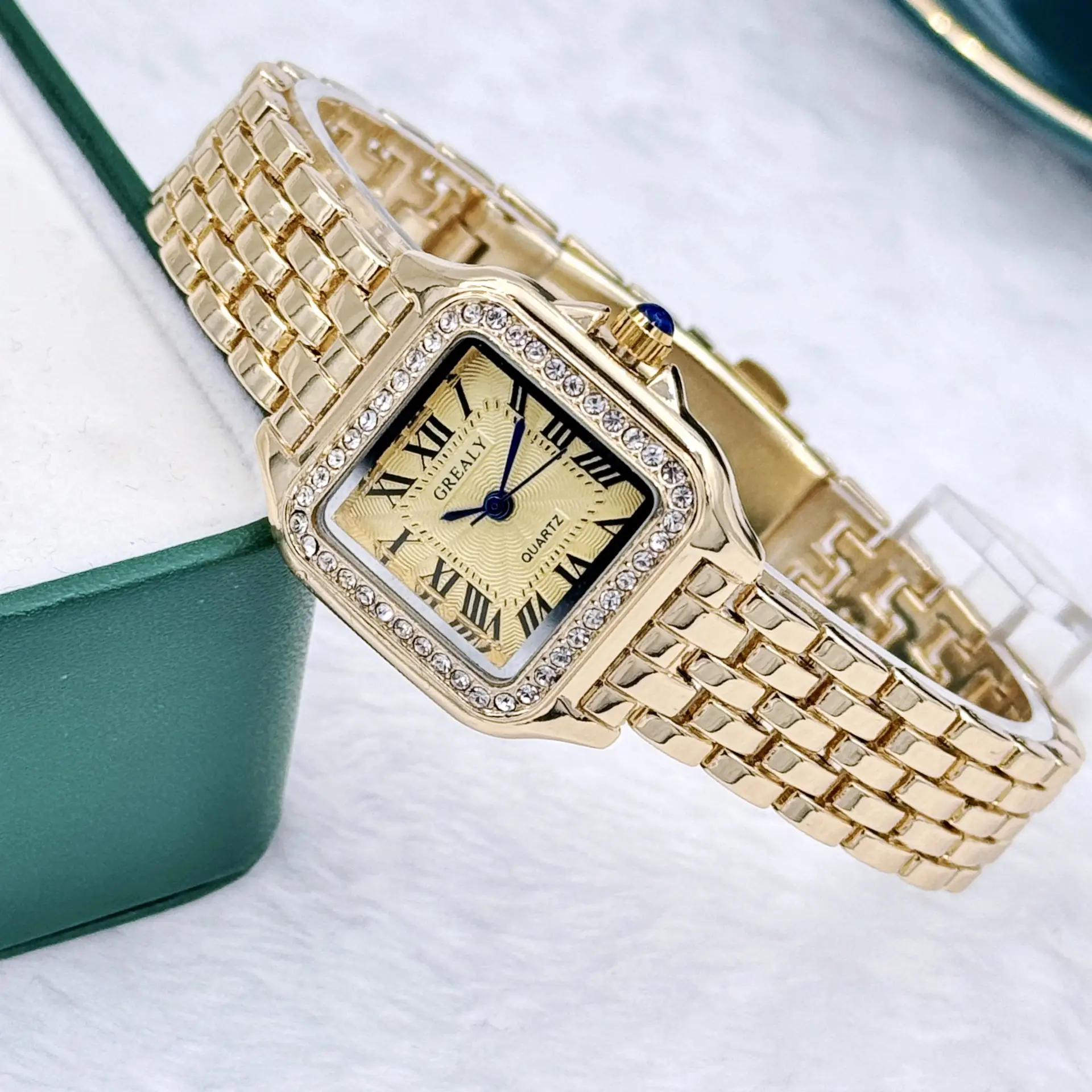 Square Diamond Encrusted Women's Quartz Watch — feature 12