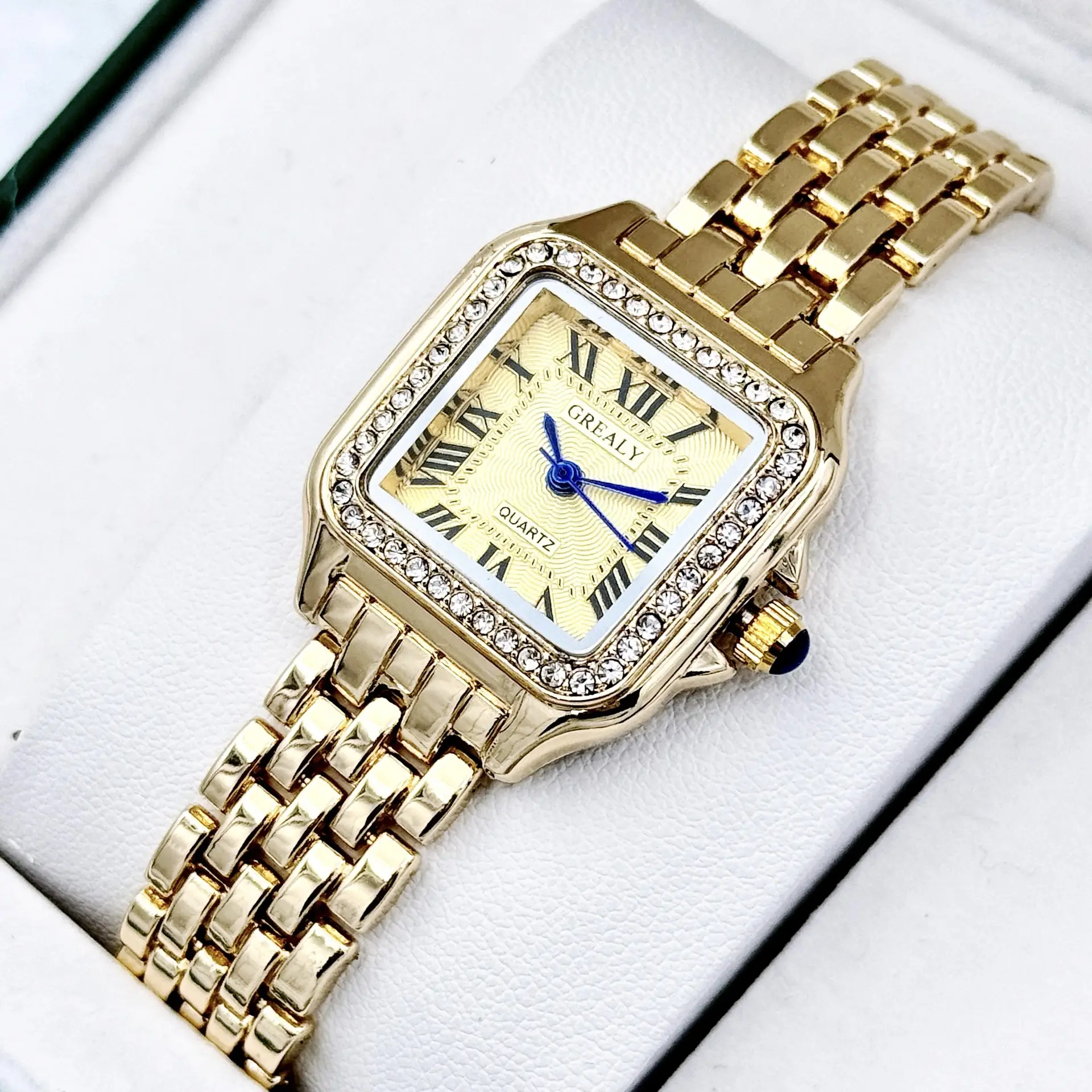 Square Diamond Encrusted Women's Quartz Watch - Image 3
