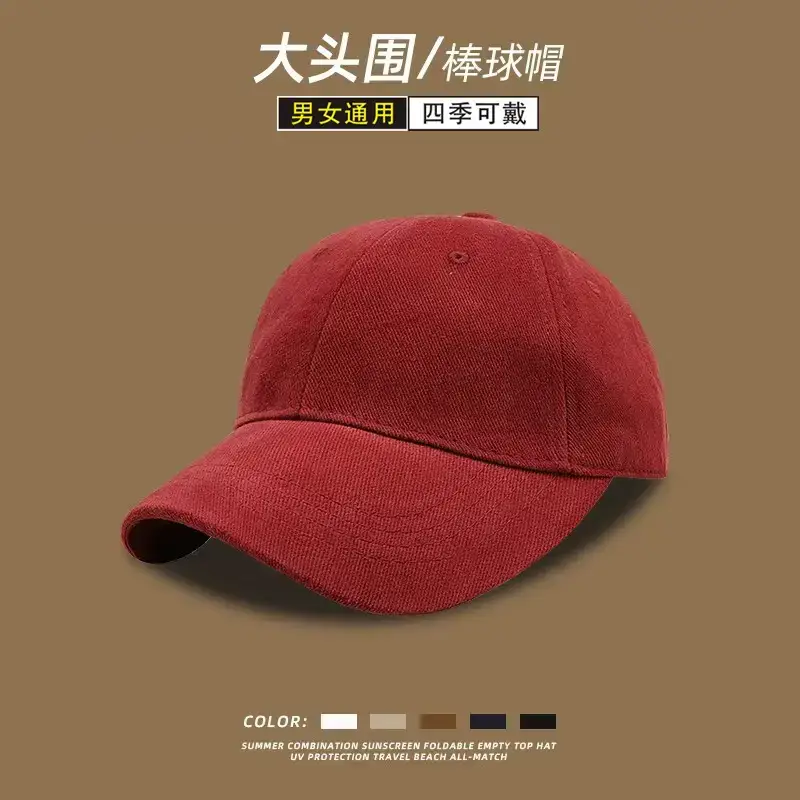 Men White Baseball Cap Large Head Cotton K-Style - Image 3