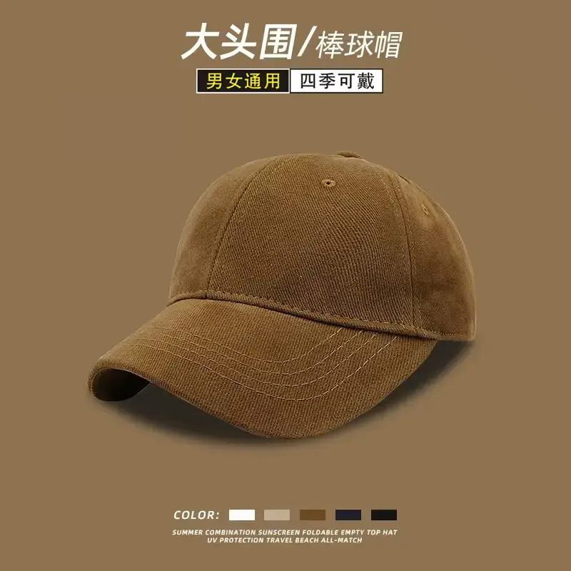 Men White Baseball Cap Large Head Cotton K-Style - Image 8