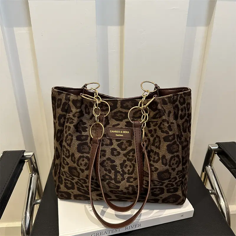 Leopard Print Single Shoulder Bag Women Large Capacity Tote - Image 5