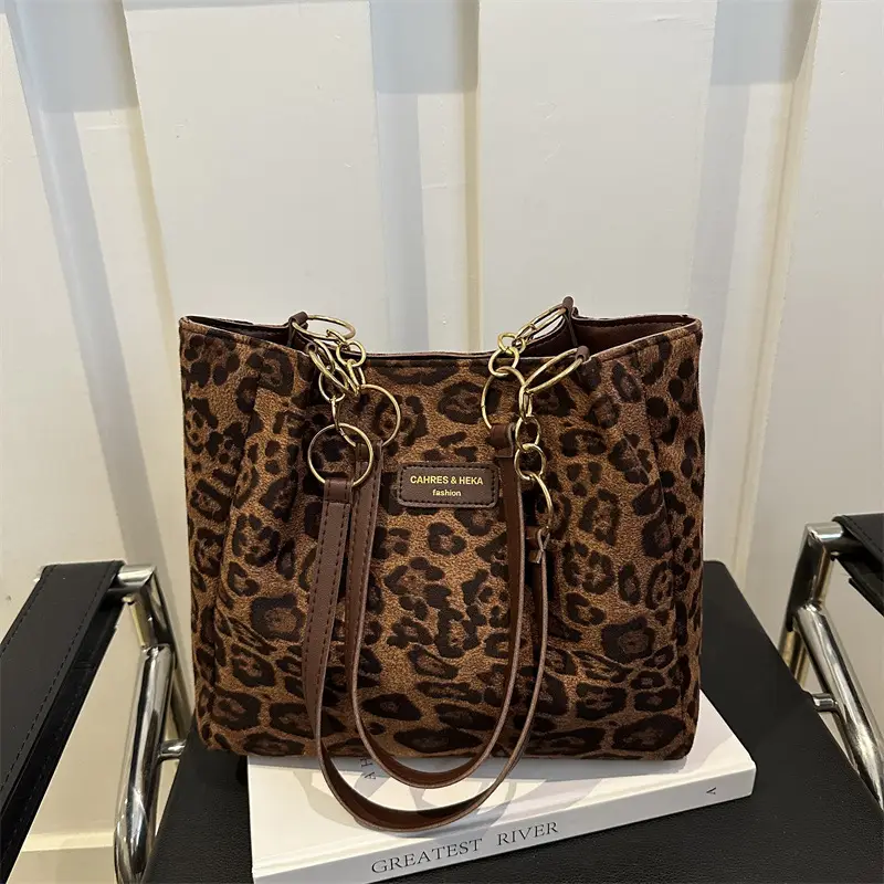 Leopard Print Single Shoulder Bag Women Large Capacity Tote - Image 6