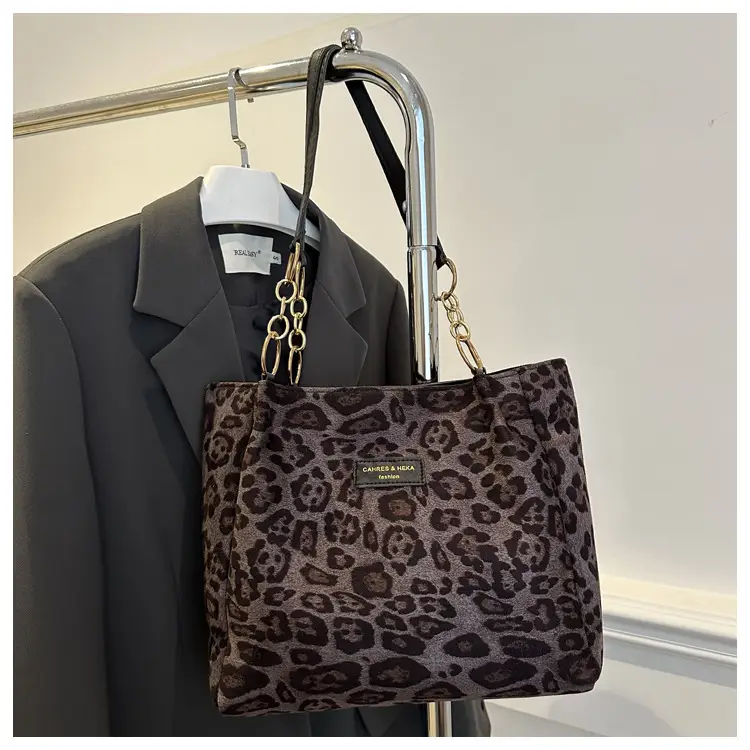 Leopard Print Single Shoulder Bag Women Large Capacity Tote - Image 2