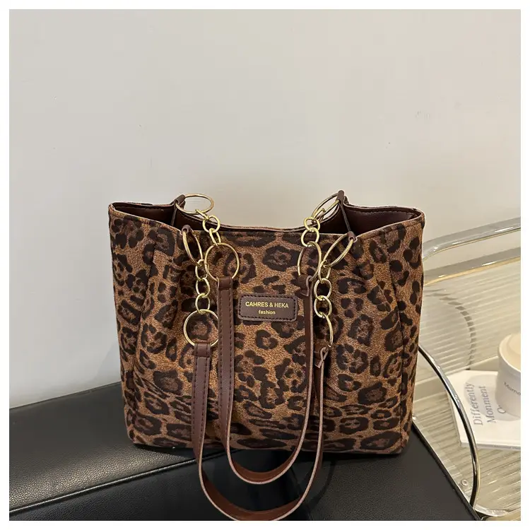 Leopard Print Single Shoulder Bag Women Large Capacity Tote - Image 4