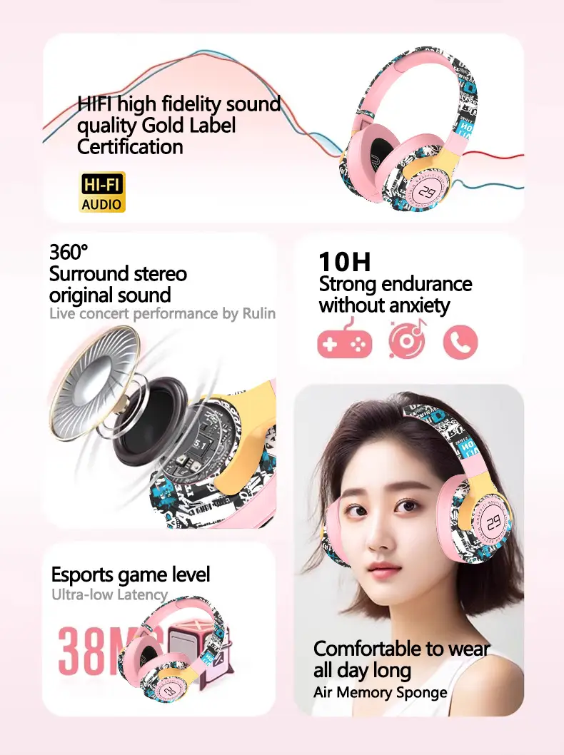 True Wireless Over Ear Bluetooth Music Headphones for Apple Phones β feature 4
