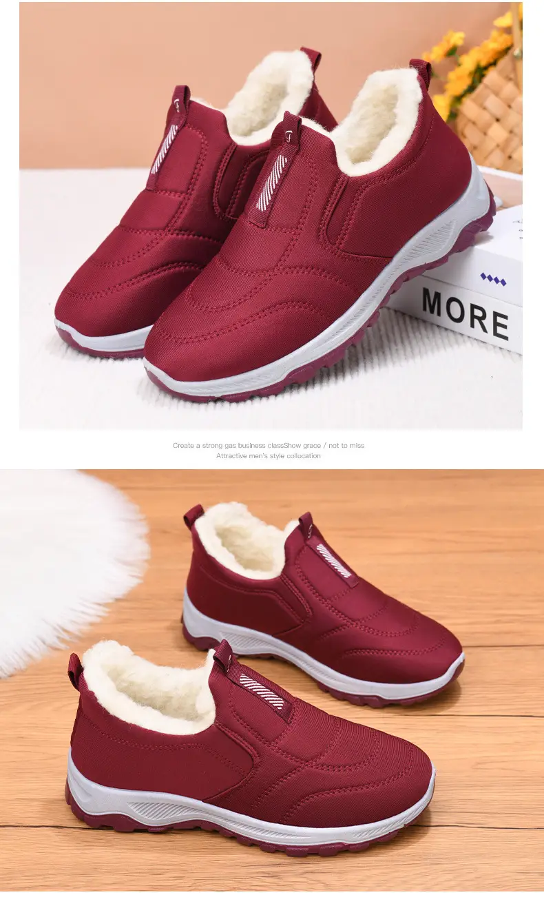 2025 Winter New Style Fleece-Lined Warm Thickened Old Beijing Cotton Shoes for Women, Short Versatile Women's Boots, Couple's Style Men's Shoes — feature 10