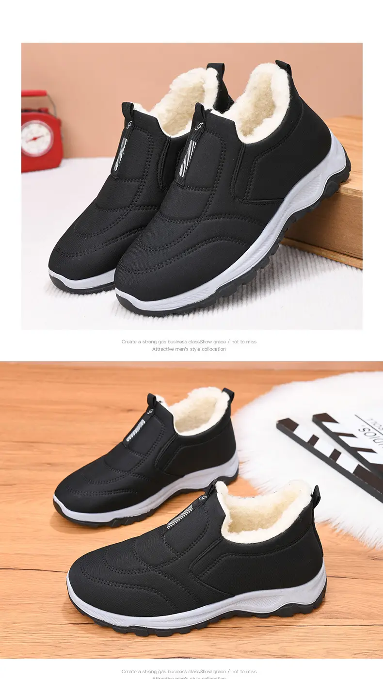 2025 Winter New Style Fleece-Lined Warm Thickened Old Beijing Cotton Shoes for Women, Short Versatile Women's Boots, Couple's Style Men's Shoes — feature 18