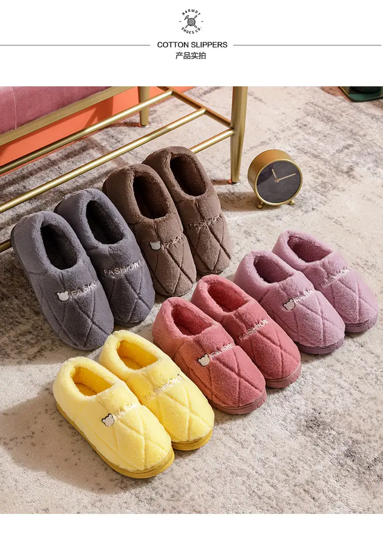 Pink Cotton Slippers for Men Women Warm Indoor Non-Slip — feature 23