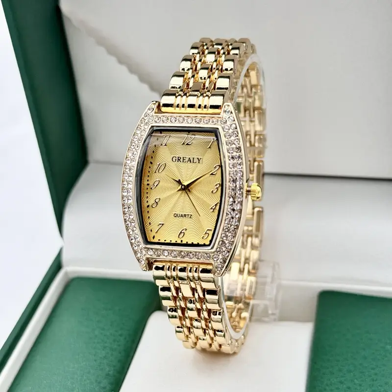 Gold Diamond Watch for Women with Quartz Dial - Image 14