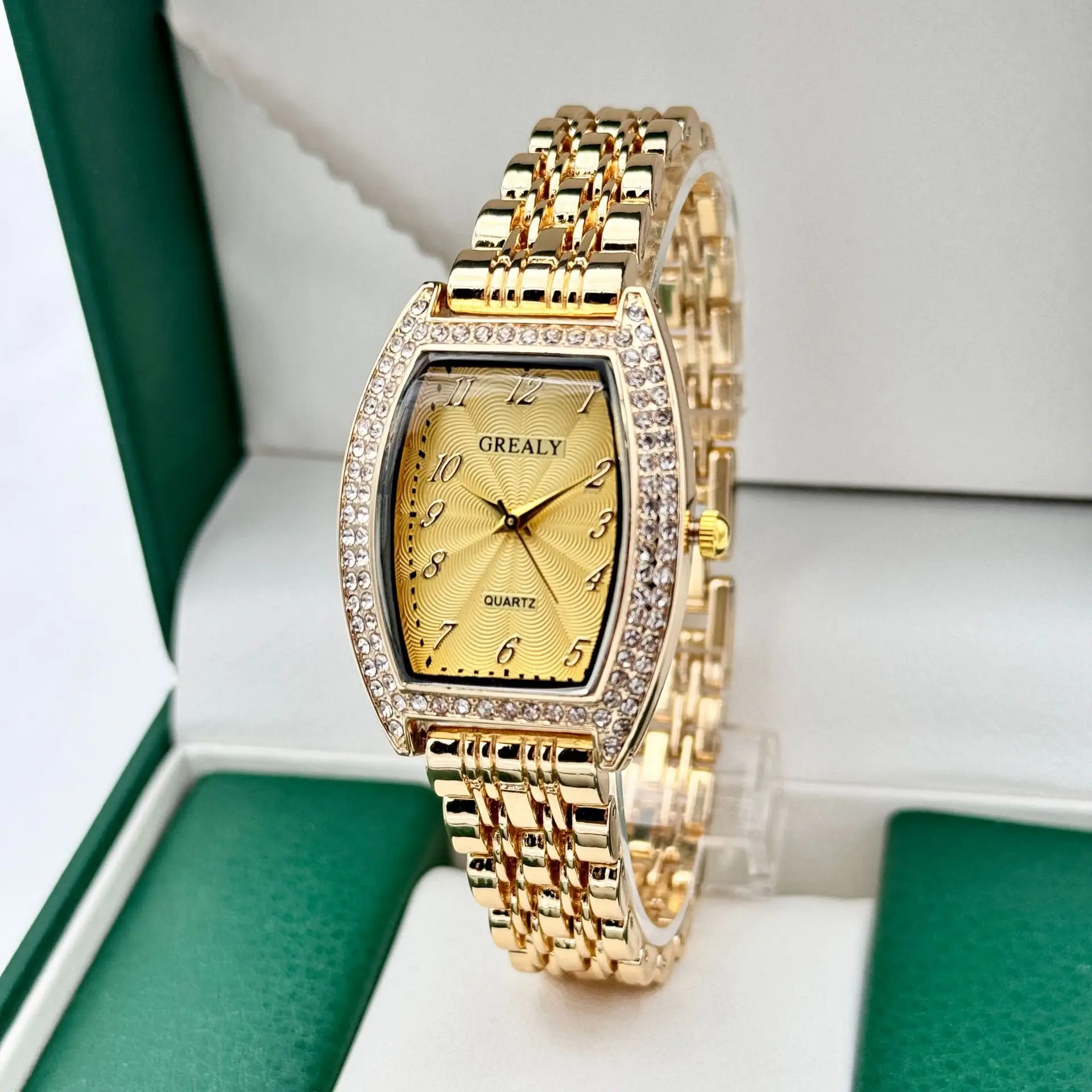 Gold Diamond Watch for Women with Quartz Dial — feature 10