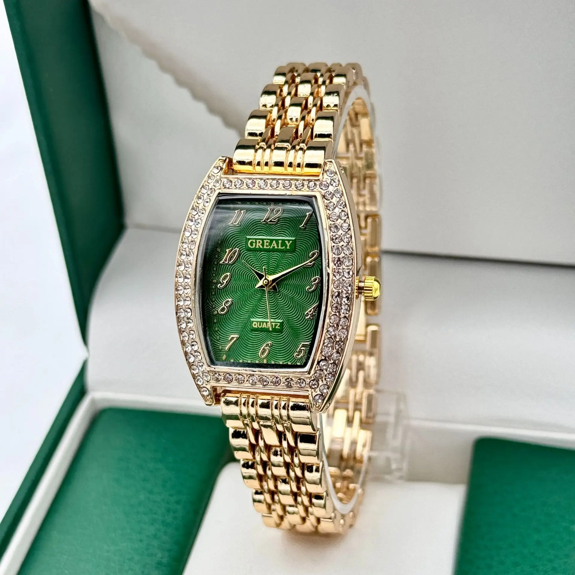 Gold Diamond Watch for Women with Quartz Dial - Image 2