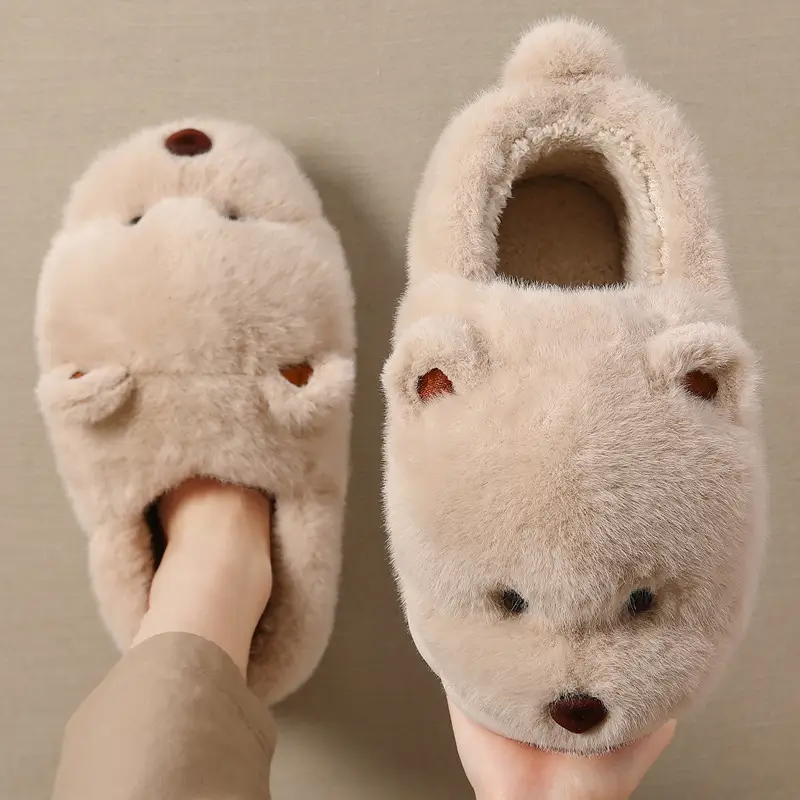 Cute Cartoon Plush Cotton Slippers for Women Winter - Image 4