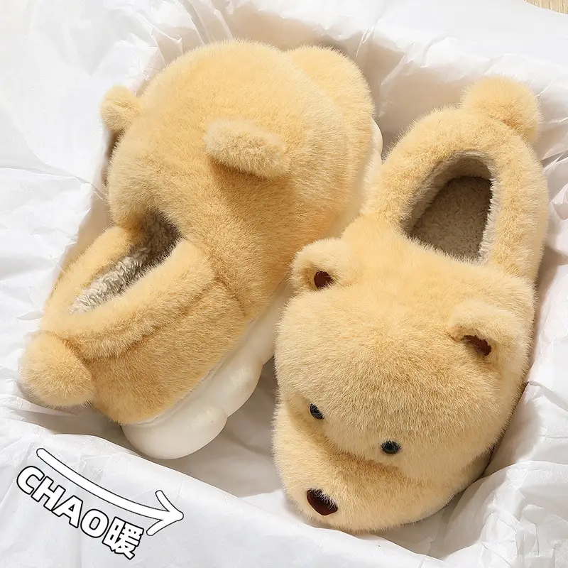 Cute Cartoon Plush Cotton Slippers for Women Winter - Image 6