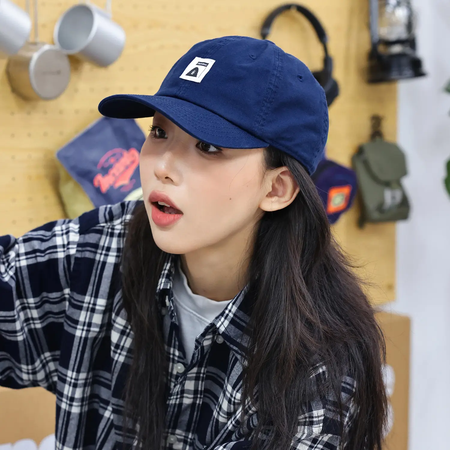 Japanese Style Blue Baseball Cap for Women Men