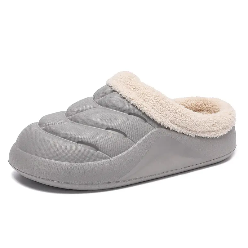 Cotton Slippers Men's Winter fleece-lined Warm Cotton Shoes Home Outdoor Two-Wear Waterproof Removeable Wool Slippers for Couples Baotou Slippers