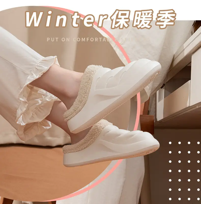 Cotton Slippers Men's Winter fleece-lined Warm Cotton Shoes Home Outdoor Two-Wear Waterproof Removeable Wool Slippers for Couples Baotou Slippers — feature 11